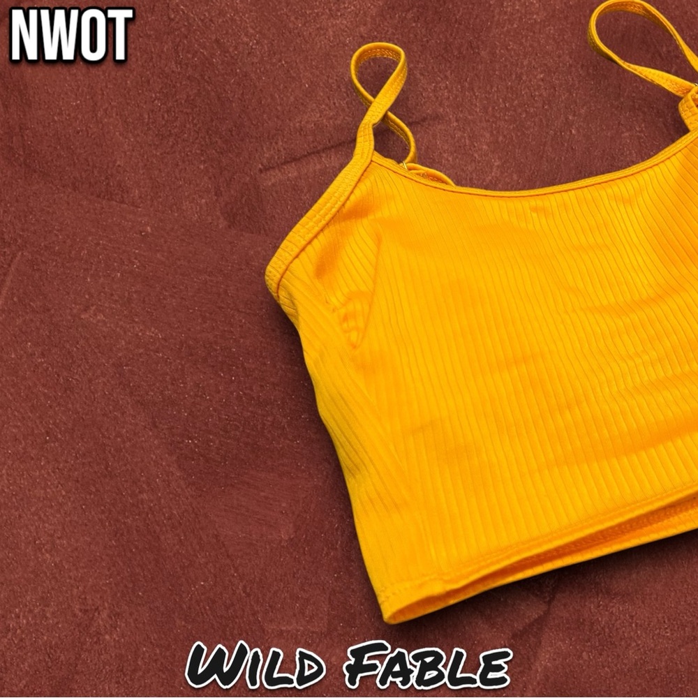 NWOT Wild Fable Mustard Yellow Crop Top Tank Top with Adjustable straps - Picture 2 of 6